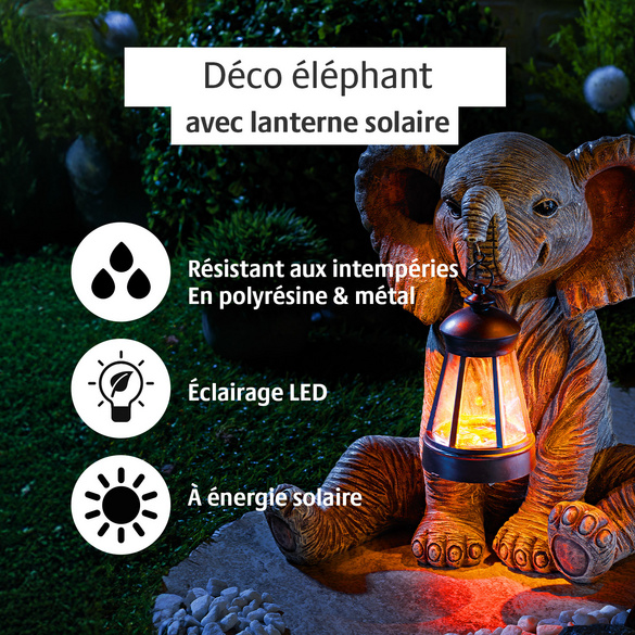 Déco Éléphant avec lanterne solaire Gainsborough