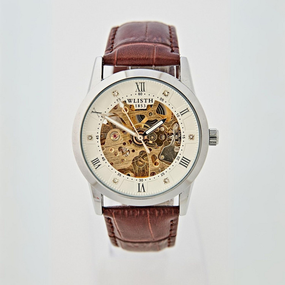 Montre squelette Homme, marron/argenté