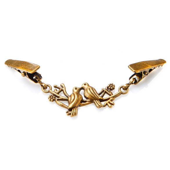 Fermoir fantaisie oiseaux, laiton