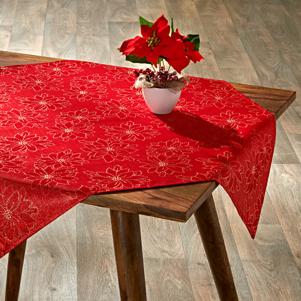 Surnappe ʺFleursʺ rouge 85x85 cm, Casa Bonita