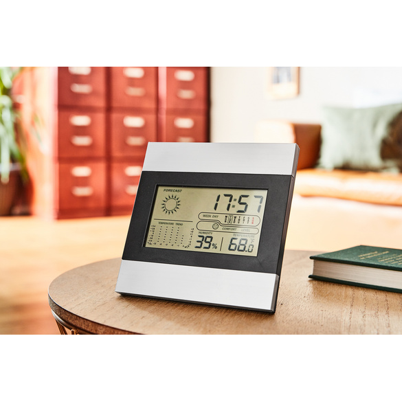 Station météo avec horloge et calendrier