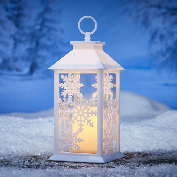 Lanterne LED avec flocons de neige