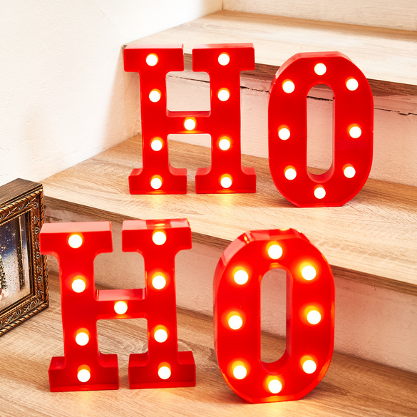 Lot de 2 lettres "HO" à LED