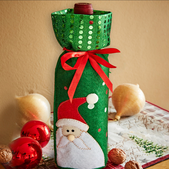 Emballage bouteille "Père Noël" vert