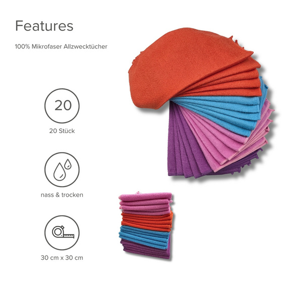 10 + 10 microfibres, 20 pièces