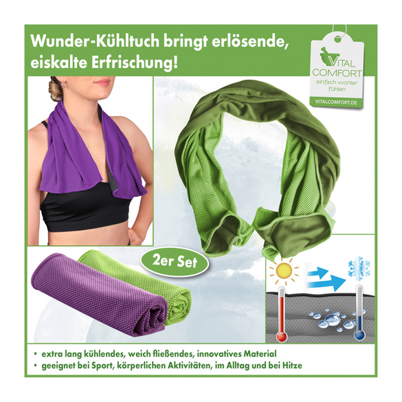 Lot de 2 serviettes rafraîchissantes magiques vert et lilas