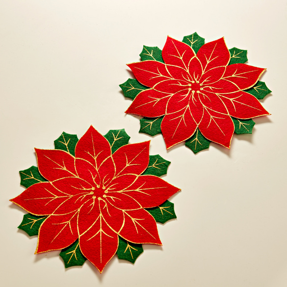 Napperon houx, rouge/vert