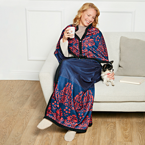 Robe de chambre, bleu/rouge