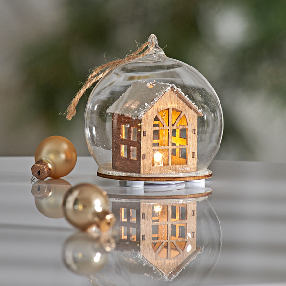 Suspension en verre LED "Maison en bois"