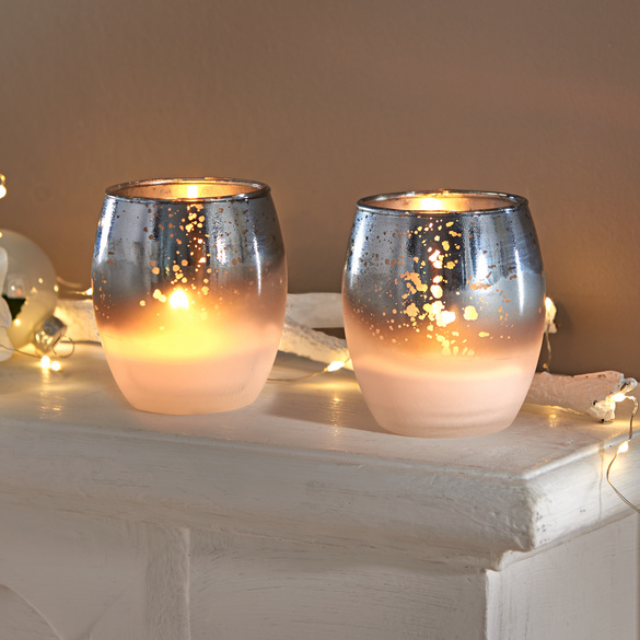 Photophore en verre, bleu