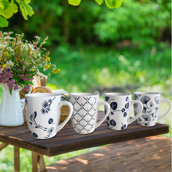 Lot de 4 Tasses bleu blanc