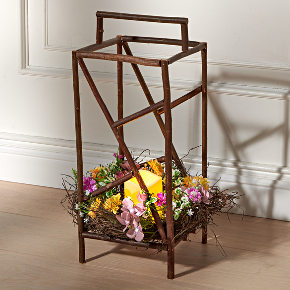 Lanterne en bois avec bougie LED