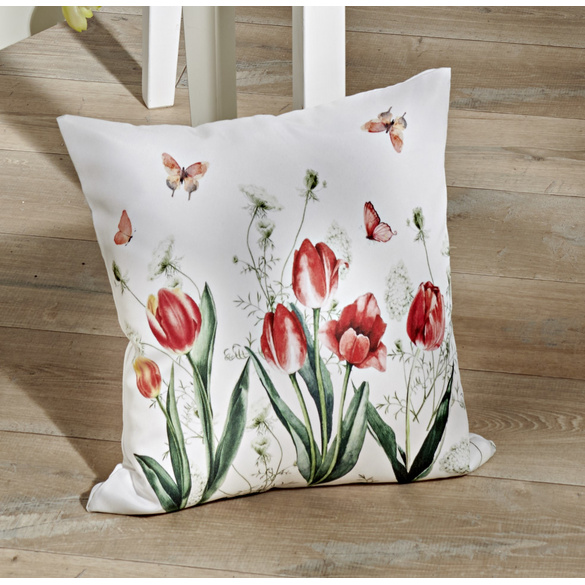 Housse de coussin à motif tulipes, 40 x 40 cm