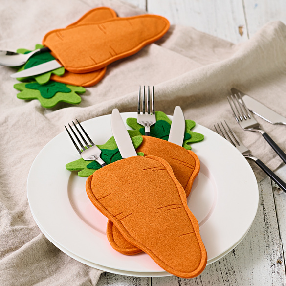 Lot de 4 porte-couverts «Carotte»