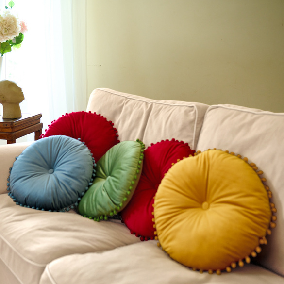 Coussin rond, jaune
