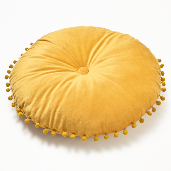 Coussin rond, jaune