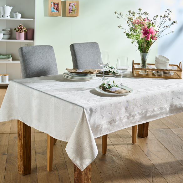 Nappe jacquard écru, 130 x 220 cm