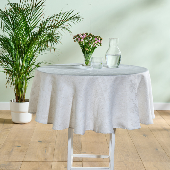 Nappe jacquard écru, Ø 140 cm
