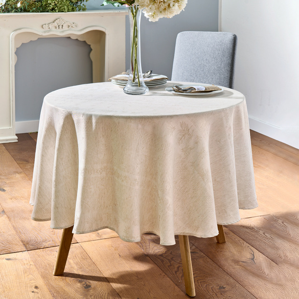 Nappe jacquard écru, Ø 180 cm