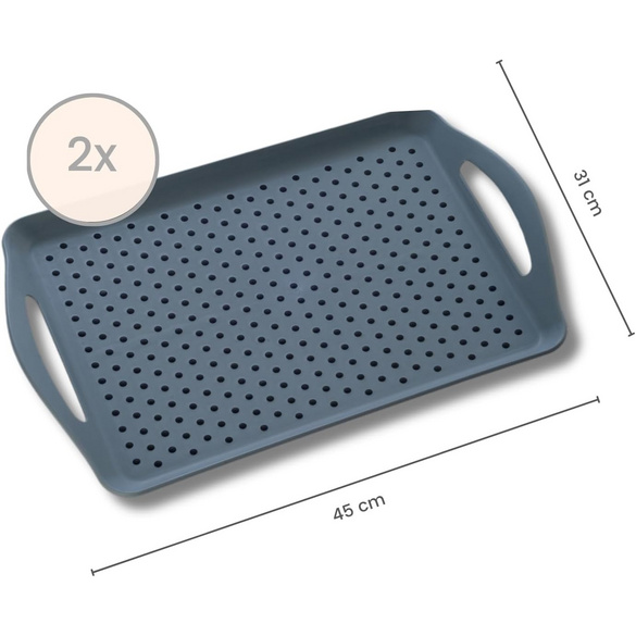 Lot de 2 plateaux antidérapants, gris + noir