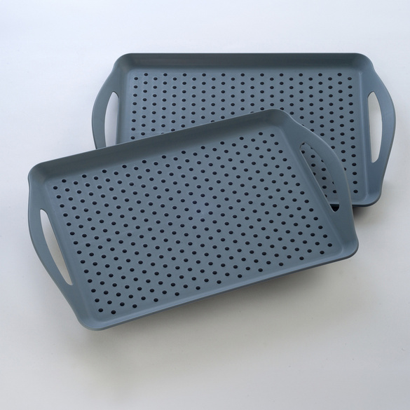 Lot de 2 plateaux antidérapants, gris + noir