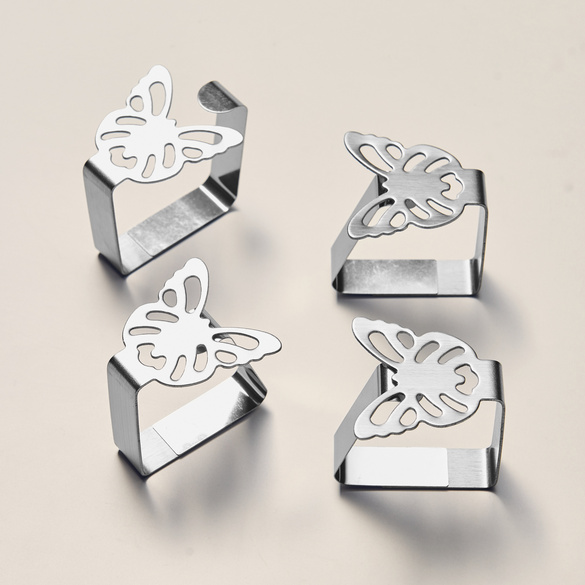 Lot de 4 pinces pour nappe en inox