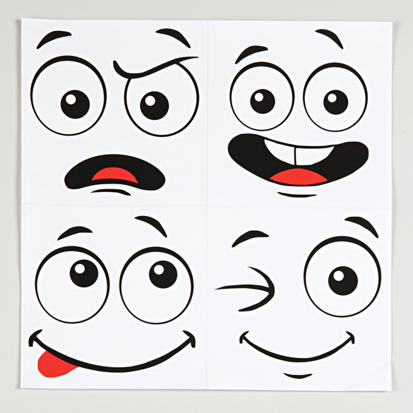 Lot de 4 autocollants pour poubelle Visages