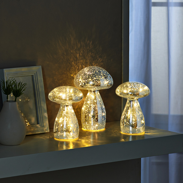 Déco LED Champignon en verre 14 cm