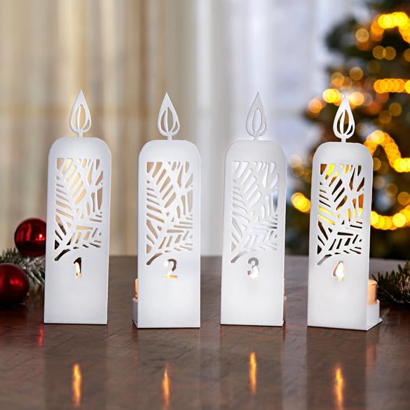 Lot de 4 bougeoirs de l’avent métalliques