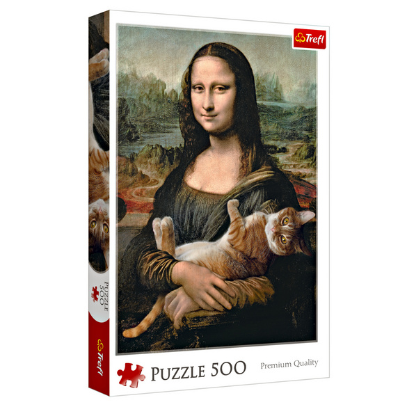 Puzzle 500 pièces - La Joconde et le chat