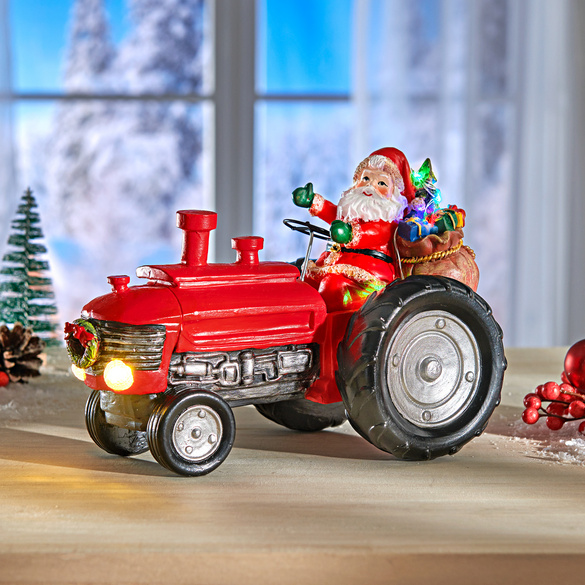 Père Noël sur tracteur