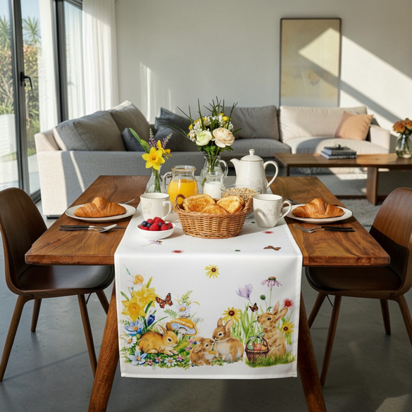 Chemin de table Lapins de Pâques 40 x 140 cm