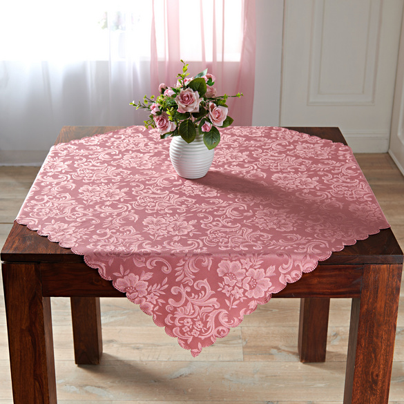 Surnappe jacquard 90 x 90cm, vieux rose