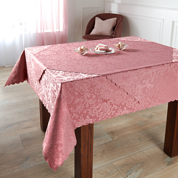 Nappe jacquard 130 x 170 cm, vieux rose