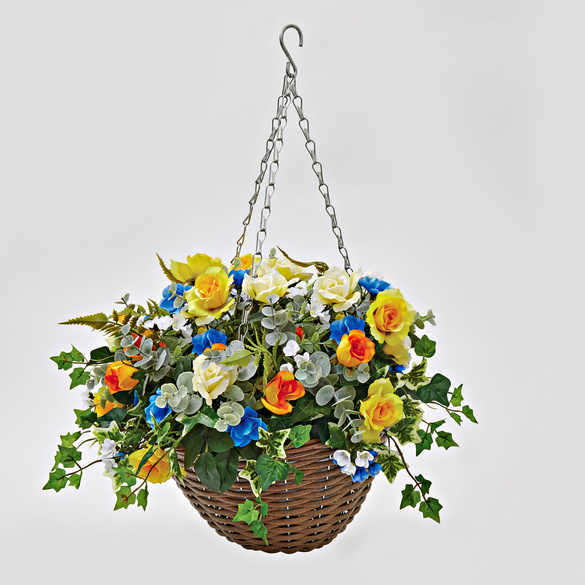 Panier à suspendre "Roses & Pétunias" L 60 cm, Ø 46 cm Gainsborough