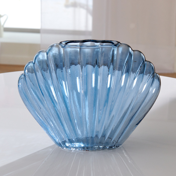 Vase en forme de coquillage, bleu
