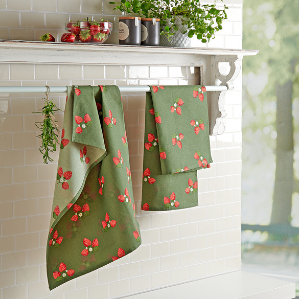 Lot de 2 torchons "Fraises"