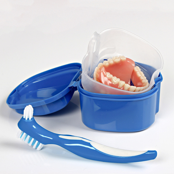 Set nettoyage prothèse, bleu, 3 pièces