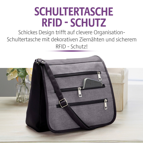 Sac bandoulière avec fonction RFID, noir