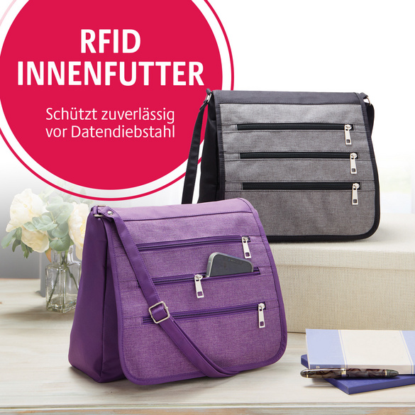 Sac bandoulière avec fonction RFID, noir