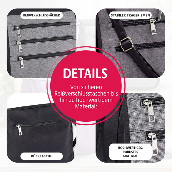 Sac bandoulière avec fonction RFID, noir