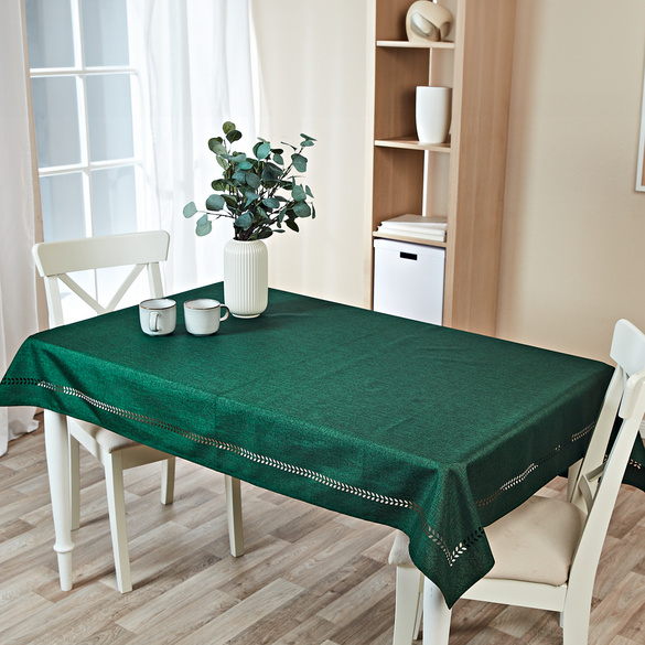 Nappe "Feuilles" 130 x 160 cm Eldo, vert foncé