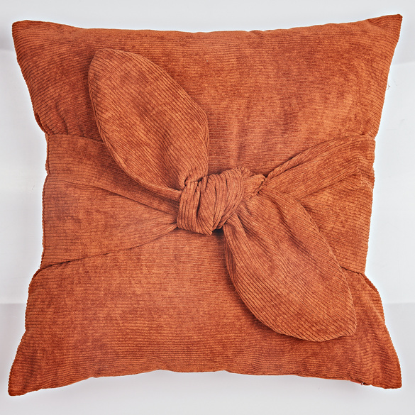 Housse de coussin ave c noeud Eldo, marron 45x45 cm