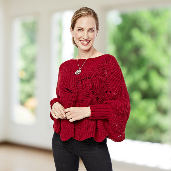 Pull-cape, rouge foncé
