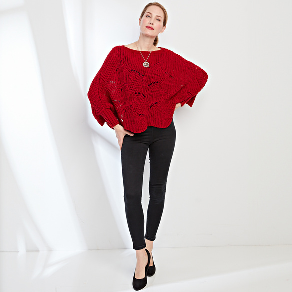 Pull-cape, rouge foncé