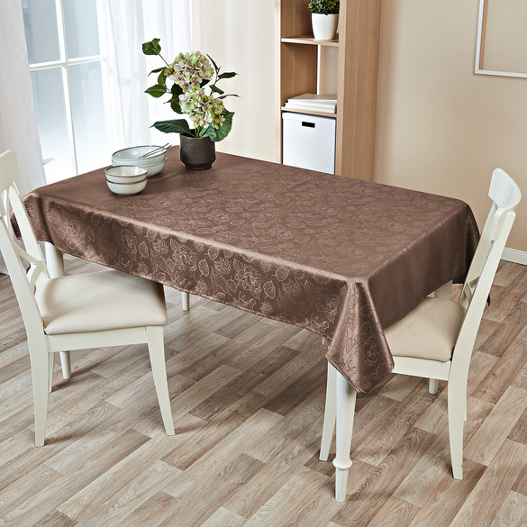 Nappe jacquard 130 x 160 cm Eldo, marron clair