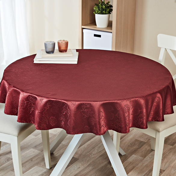 Nappe jacquard Ø 140 cm. Eldo, bordeaux