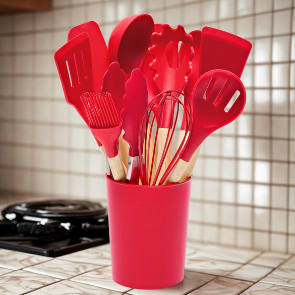 Lot de 12 ustensiles de cuisine dans un pot Basilico