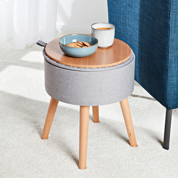 Tabouret avec rangement Eldo, gris clair