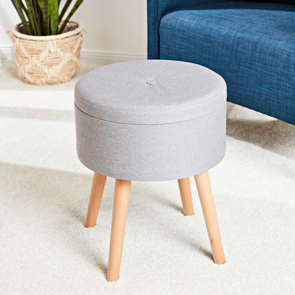 Tabouret avec rangement Eldo, gris clair